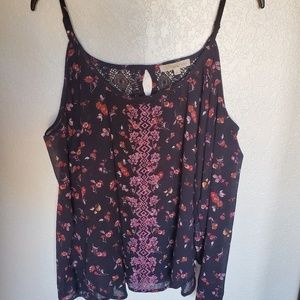 Long Sleeve Strapped Floral Blouse